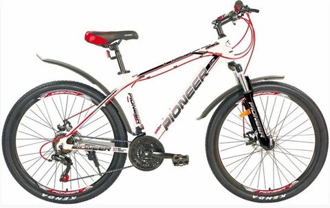 Велосипед Pioneer General 26"/17" белый/черный/красный - 19 990 ₽