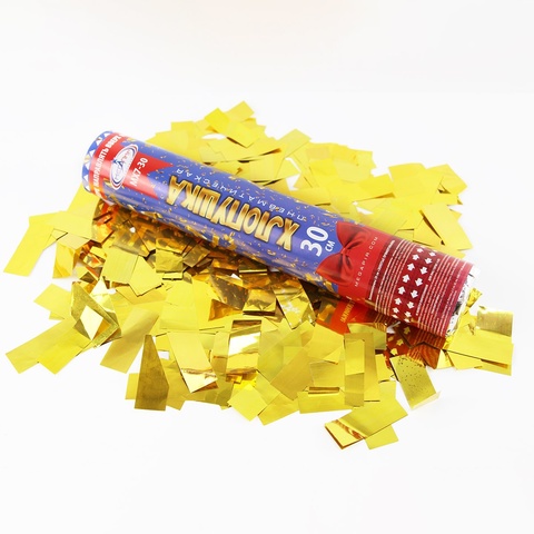 Пневматическая хлопушка 30 см конфетти золотые прямоугольники из фольги МХ7-30 - 200 ₽