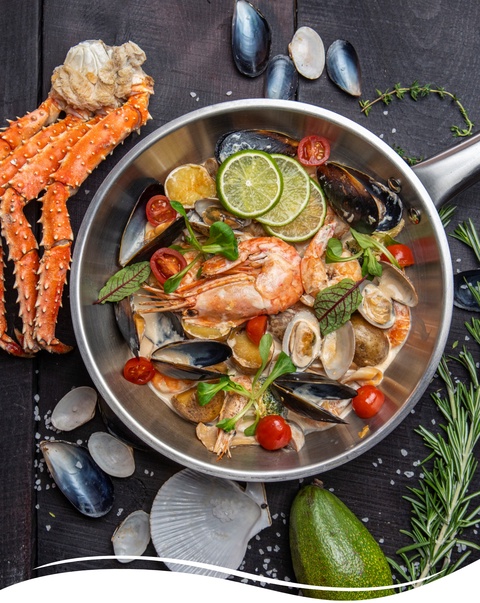 Жаркое с морепродуктами в сливочном соусе (порция на двоих) - 1 400 ₽