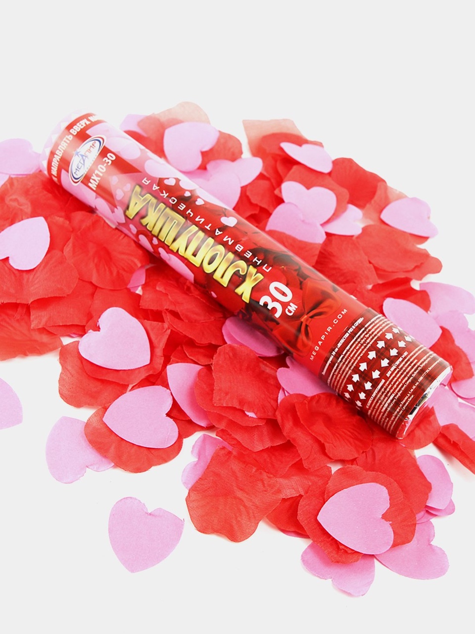 Пневматическая хлопушка 30 см наполнитель конфетти лепестки роз из ткани + розовые сердца из бумаги МХ10-30 - 200 ₽, заказать онлайн.
