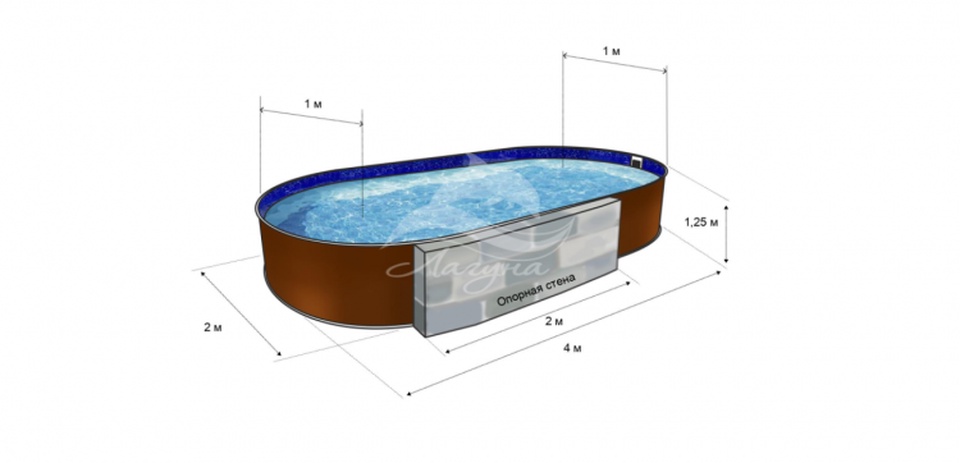 Каркасный бассейн Лагуна стальной 4х2х1.25м овальный (вкапываемый) Шоколад 40020001 - 49 000 ₽, заказать онлайн.