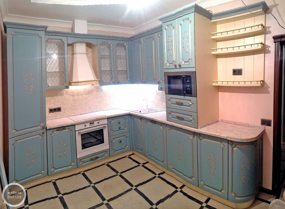 Кухонный гарнитур МДФ Бирюза с золотой патиной - 51 000 ₽, заказать онлайн.