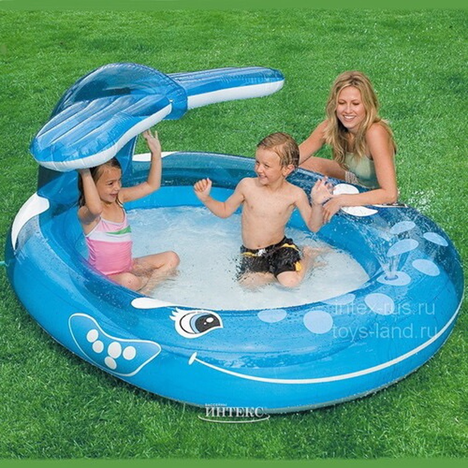 Детский бассейн с фонтаном Голубой Кит 208*157*25 см, клапан - 1 400 ₽, заказать онлайн.