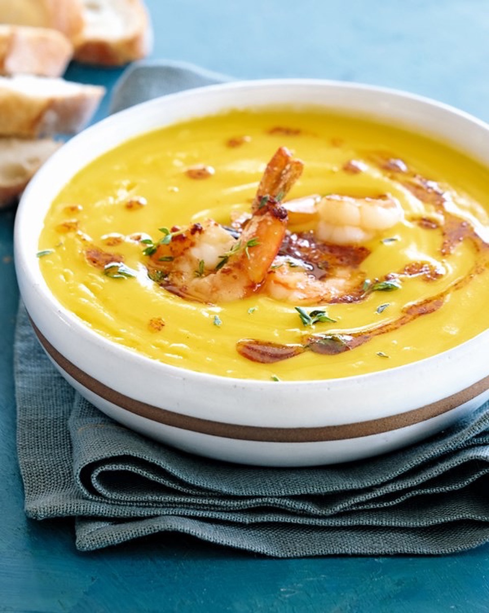 Крем суп тыквенный с креветками - 450 ₽, заказать онлайн.