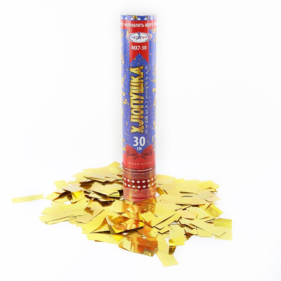 Пневматическая хлопушка 30 см конфетти золотые прямоугольники из фольги МХ7-30 - 200 ₽, заказать онлайн.