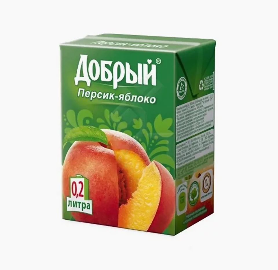 Сок Добрый персик-яблоко 0,2 л. - 50 ₽, заказать онлайн.