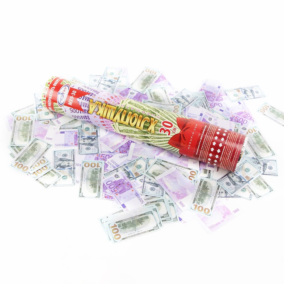 Пневматическая хлопушка 30 см конфетти доллары и евро из бумаги МХ9-30 - 200 ₽, заказать онлайн.