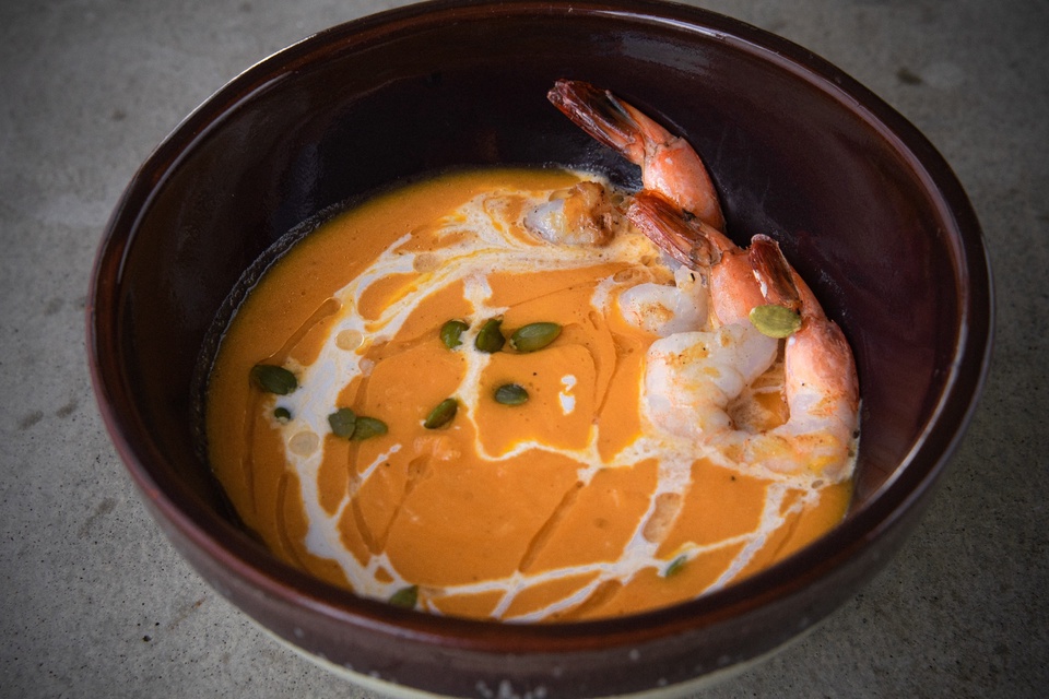 Тыквенный суп с креветками - 485 ₽, заказать онлайн.
