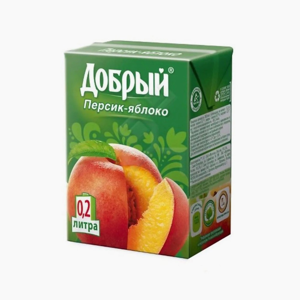 Сок Добрый персик-яблоко 0,2 л. - 50 ₽, заказать онлайн.