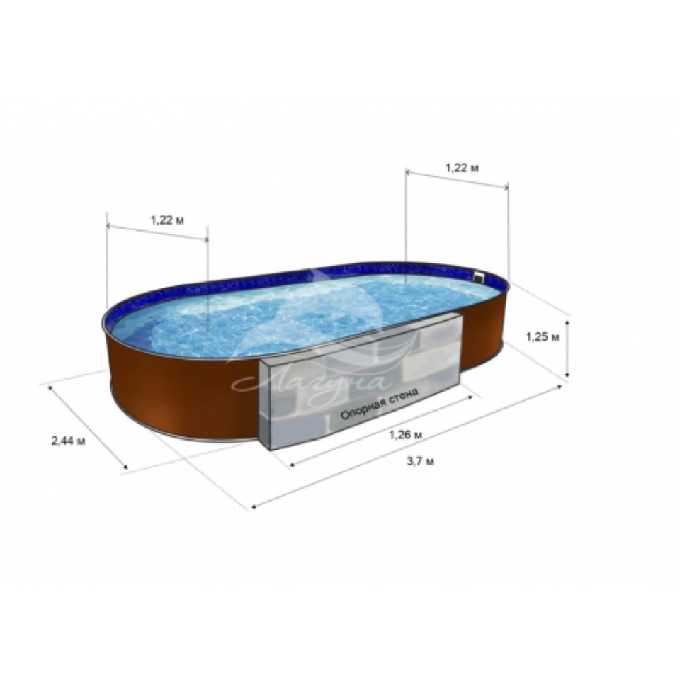 Каркасный бассейн Лагуна стальной 3.70х2.44х1.25м овальный (вкапываемый) цвет Шоколад. 36624401 - 44 100 ₽, заказать онлайн.